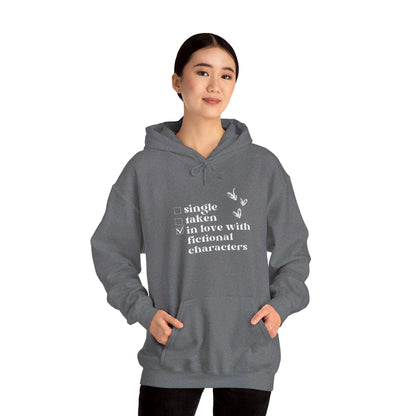 In Love with Fictional Characters: Hooded Sweatshirt - Bibliophile Bazaar