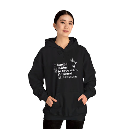 In Love with Fictional Characters: Hooded Sweatshirt - Bibliophile Bazaar