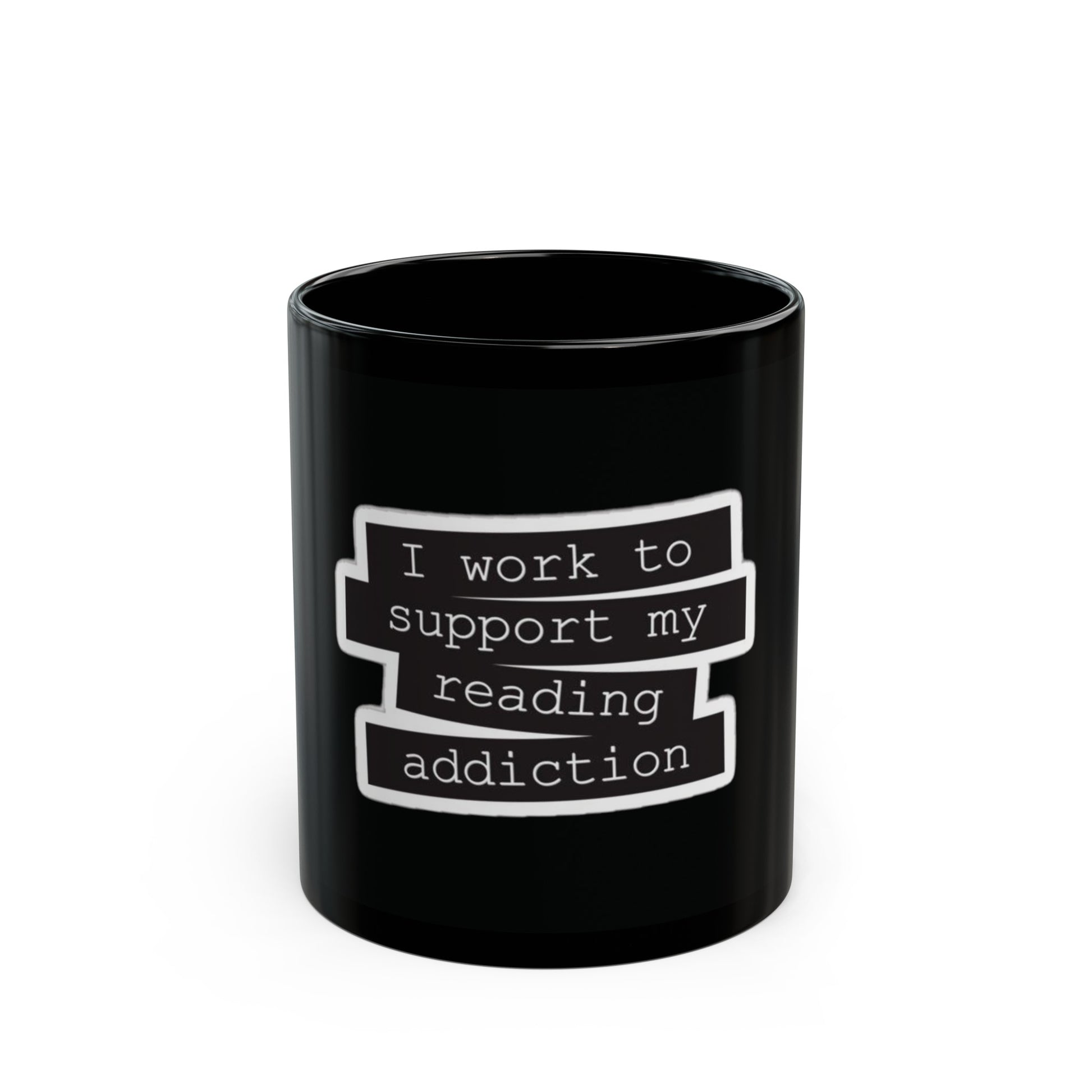 Reading Addiction: Black Mug - Bibliophile Bazaar