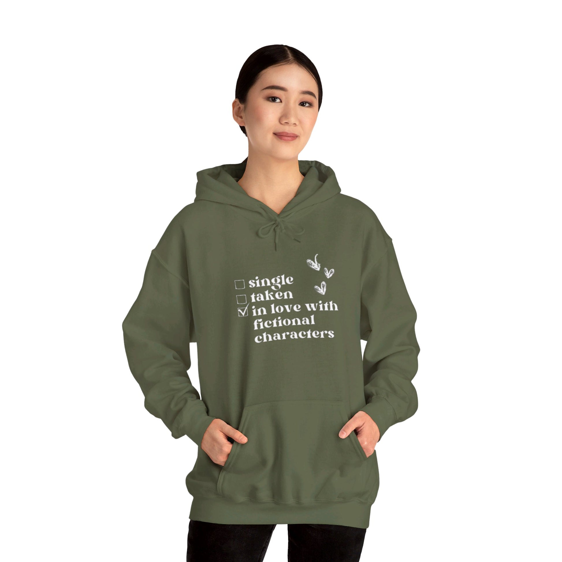 In Love with Fictional Characters: Hooded Sweatshirt - Bibliophile Bazaar