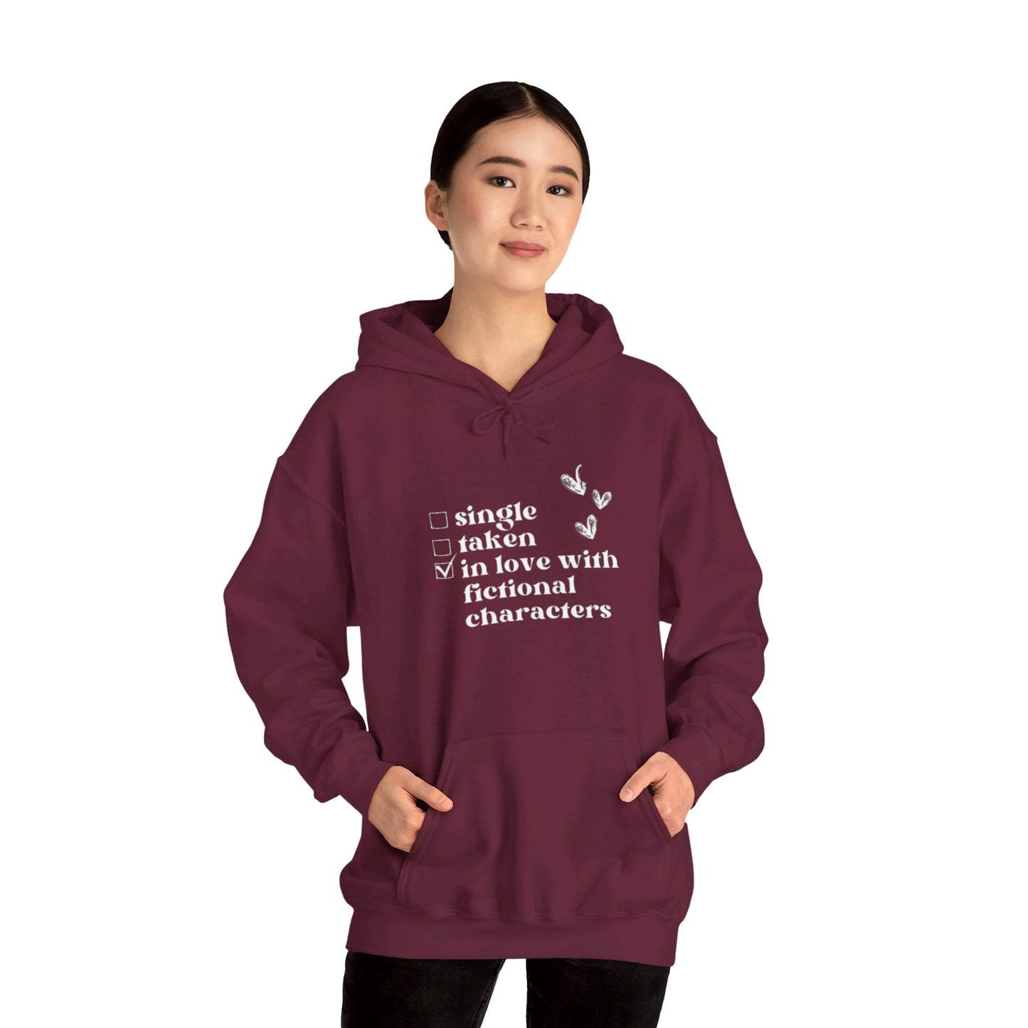 In Love with Fictional Characters: Hooded Sweatshirt - Bibliophile Bazaar