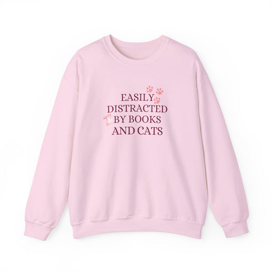 Books And Cats: Crewneck Sweatshirt - Bibliophile Bazaar